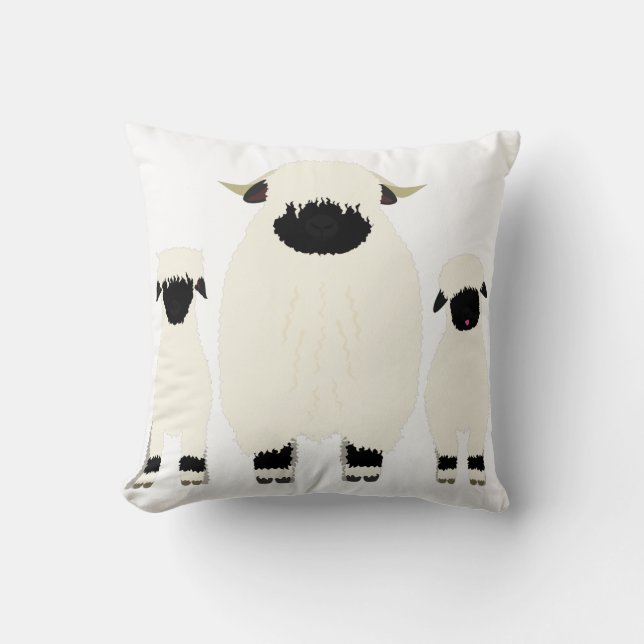 Coussin 3 Valais Mouflon noir en rang (Recto)