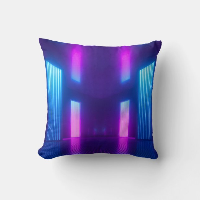 Coussin 3d, bleu rose violet néon abstrait arrière - plan, (Recto)