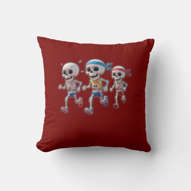 Coussin “3D Cartoon Skeleton Race • Funny Running Skeleton (Recto)