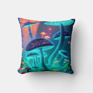 Coussin 3d imaginaire forêt graphique champignon