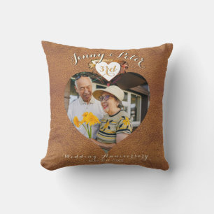 Coussin 3ème anniversaire du Mariage en cuir (image)