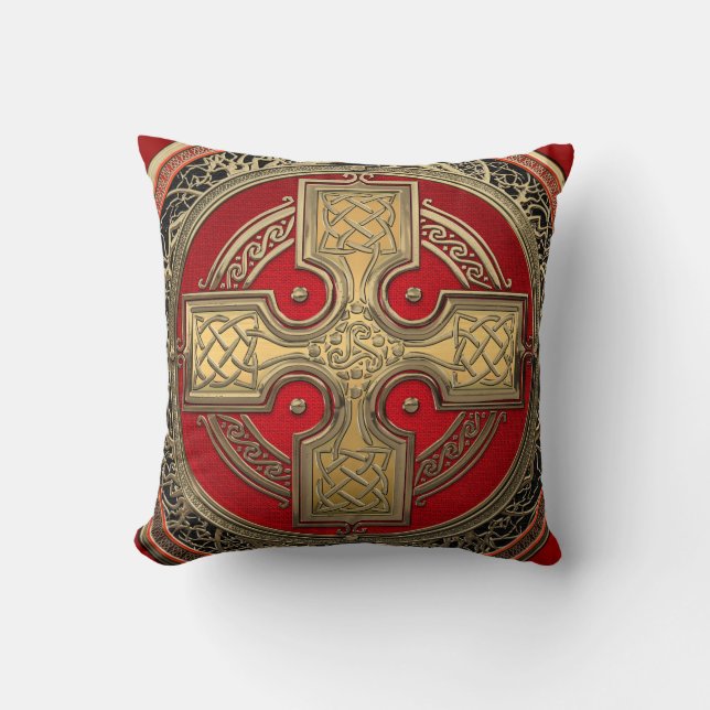 Coussin [400] Croix du noeud d'or sacré celtique antique (Recto)