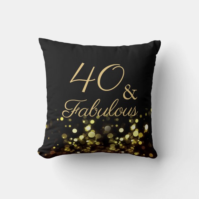 Coussin 40 et fabuleux anniversaire noir et or (Recto)