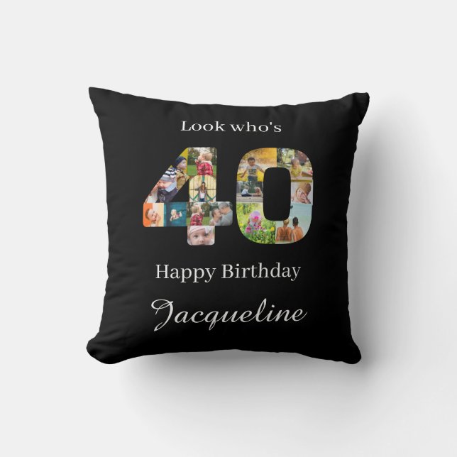 Coussin 40e anniversaire Photo Collage Modèle Jeu d'oreill (Recto)