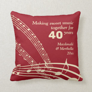 Coussin 40e Mariage RUBY Moderne NOTES MUSICALES