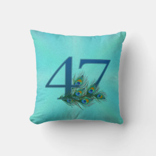Coussin 47 Élégant Anniversaire Naissance Plume de Paon Th