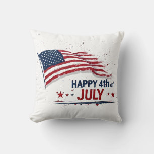 Coussin 4 juillet - Drapeau américain artistique éclabouss