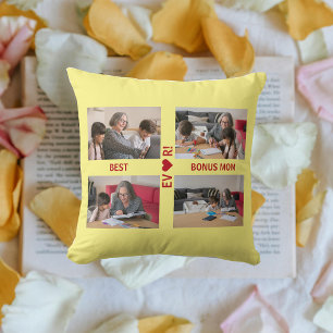Coussin 4 Photos Meilleur Bonus Maman Jamais Coeur Photo C