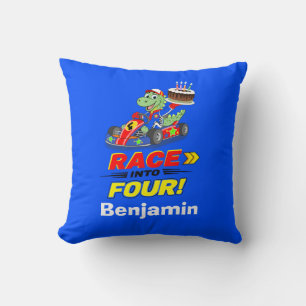 Coussin 4e anniversaire Dino Voiture Prêt Partez
