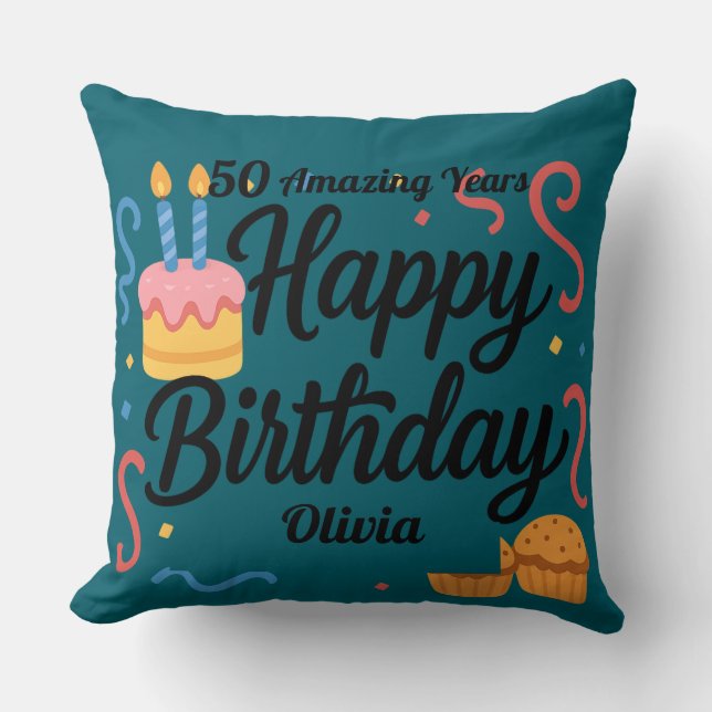 Coussin 50 Amazing Years Birthday (Recto)