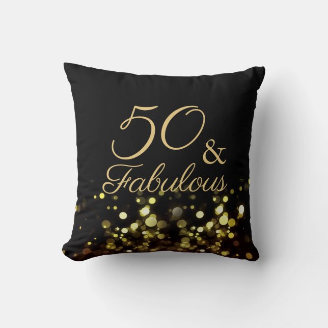 Coussin 50 et Fabulous Black and Gold Birthday (Recto)