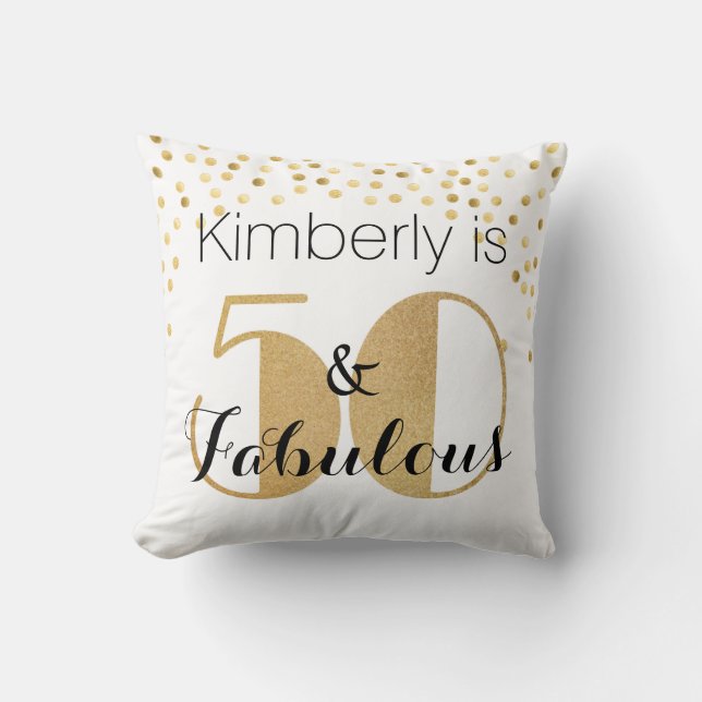 Coussin 50 et Fabulous Gold Personnalisé fête d'anniversai (Recto)