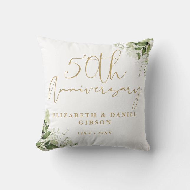 Coussin 50e anniversaire de mariage Floral de verdure (Recto)