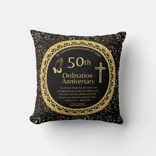Coussin 50e anniversaire d'ordination BlackGold personnali (Recto)