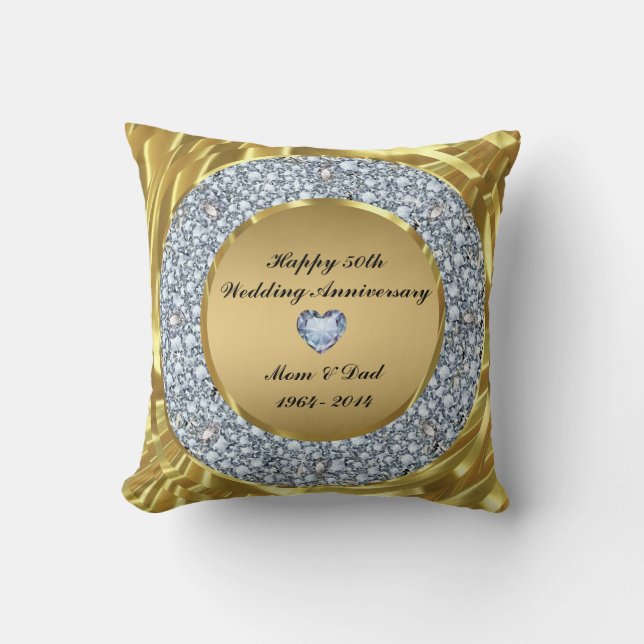Coussin 50e anniversaire du Mariage Diamonds & Gold (Recto)
