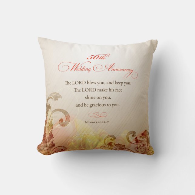 Coussin 50e anniversaire du Mariage, Seigneur bénisse et g (Recto)