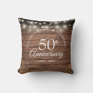 Coussin 50e Anniversaire Rustic Gold Dust String lumières