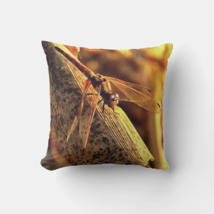 Coussin 534424932Elegant Red Darter Dragonfly Insect Art