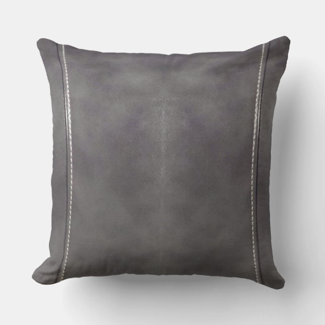 Coussin 55, Faux Grey Brown Cuir Look (Recto)