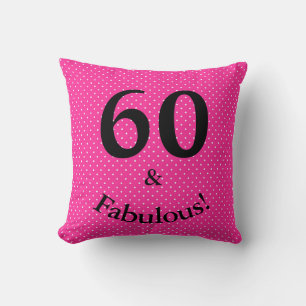 Coussin 60 ans et Fabuleux Anniversaire Rose Clair à pois