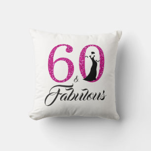 Coussin 60 Fabuleux Hot Pink Parties scintillant 60e fête 