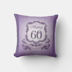 Coussin 60e anniversaire fête avec message retour