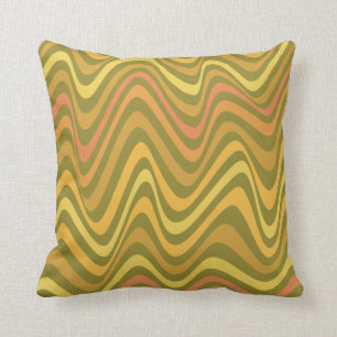 Coussin 60s rétro les années 70 Abstrait Lignes Motif Vert