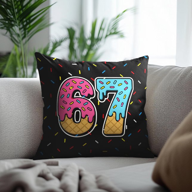 Coussin 67 Drôle Mème Crème de glace Six sept Gen Alpha (Créateur téléchargé)
