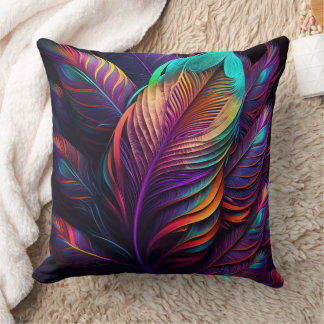 Coussin 70s 60s Psychedelic Feathers 