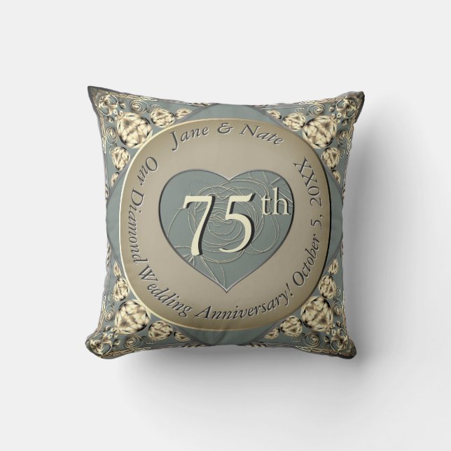 Coussin 75e anniversaire du diamant Mariage (Recto)