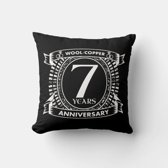 Coussin 7E anniversaire mariage laine cuivre (Recto)