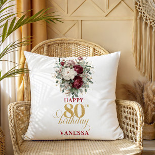 Coussin 80e Anniversaire Burgundy Blush Raffiné