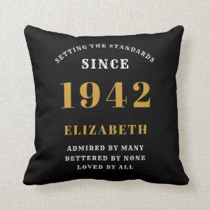 Coussin 80e Anniversaire Né 1942 Aimé Ajouter Votre Nom No