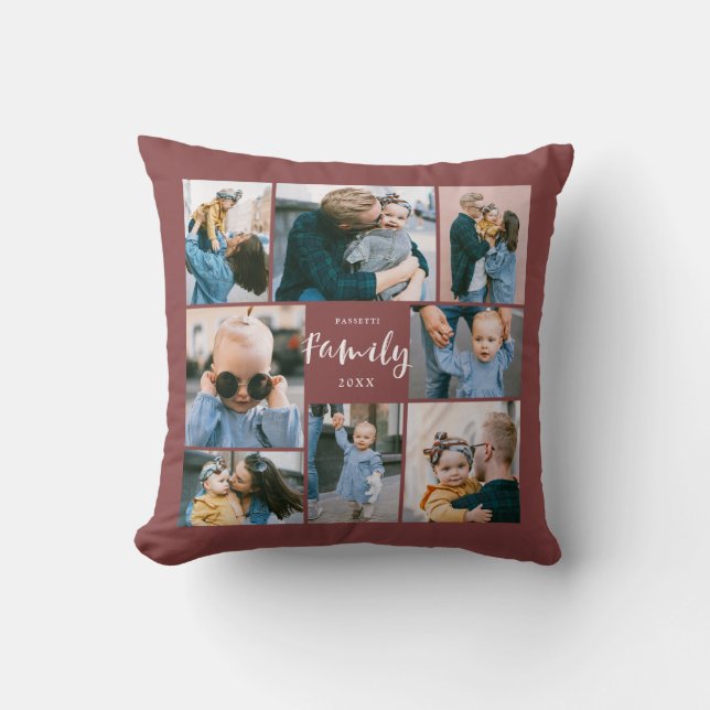 Coussin 8 Collage photo Famille moderne personnalisée| Bri (Recto)