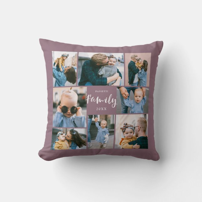 Coussin 8 Collage photo Famille moderne personnalisée| Plu (Recto)