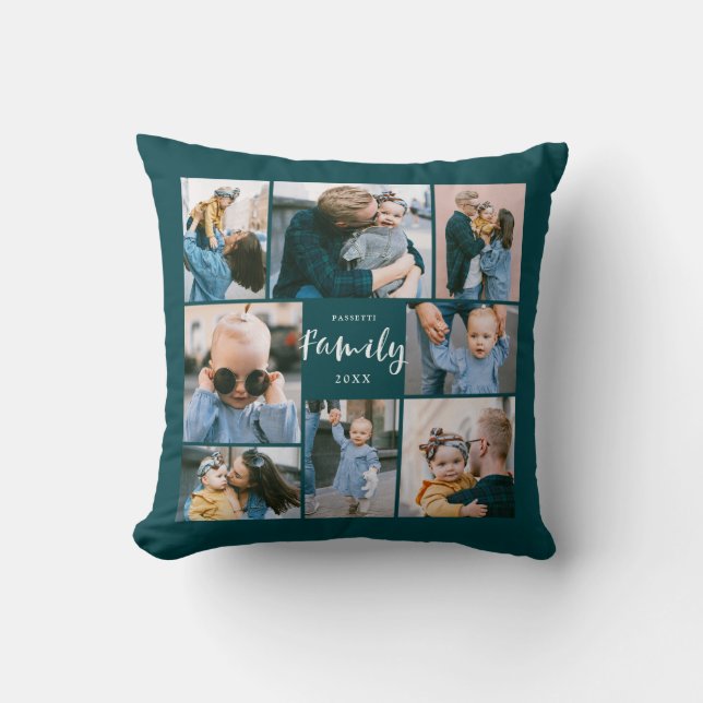 Coussin 8 Photo Collage Famille Moderne Personnalisée | TU (Recto)
