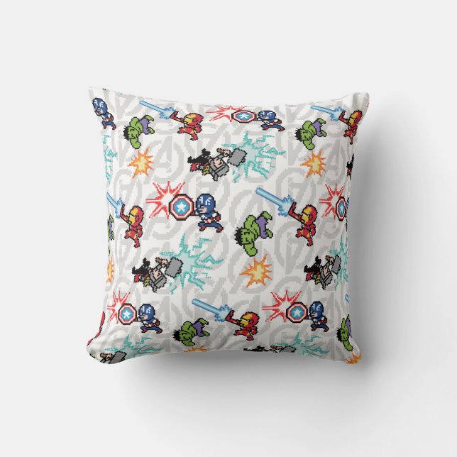 Coussin 8Bit Avengers Attaquent (Recto)