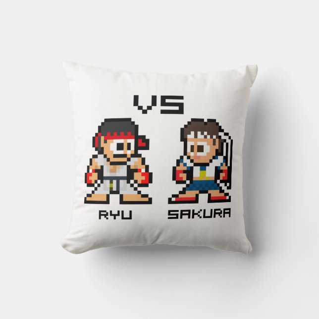 Coussin 8bit Ryu CONTRE Sakura (Recto)
