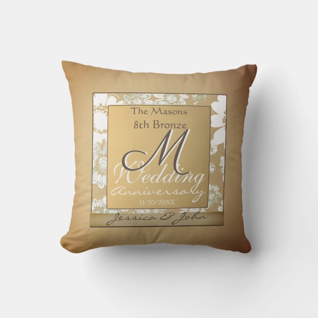 Coussin 8e anniversaire du Mariage de bronze photo personn (Recto)