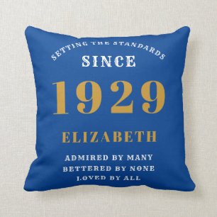 Coussin 90e anniversaire Normes de naissance 1929 Bleu