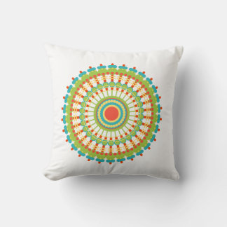 Coussin à accents blanc Mandala de Bohême multicol