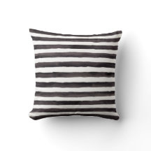 Coussin à bande d'aquarelle noir et blanc