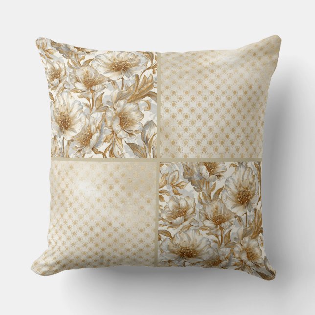Coussin A Beautiful Combination of Flowers ,Gold Dots Art  (Recto)