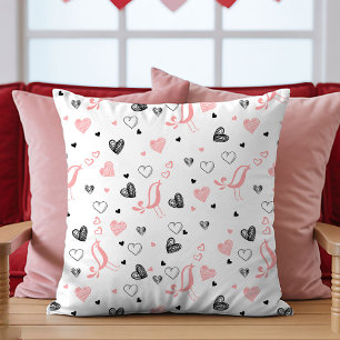 Coussin à coeurs dessinés à la main Cadeau d'amour
