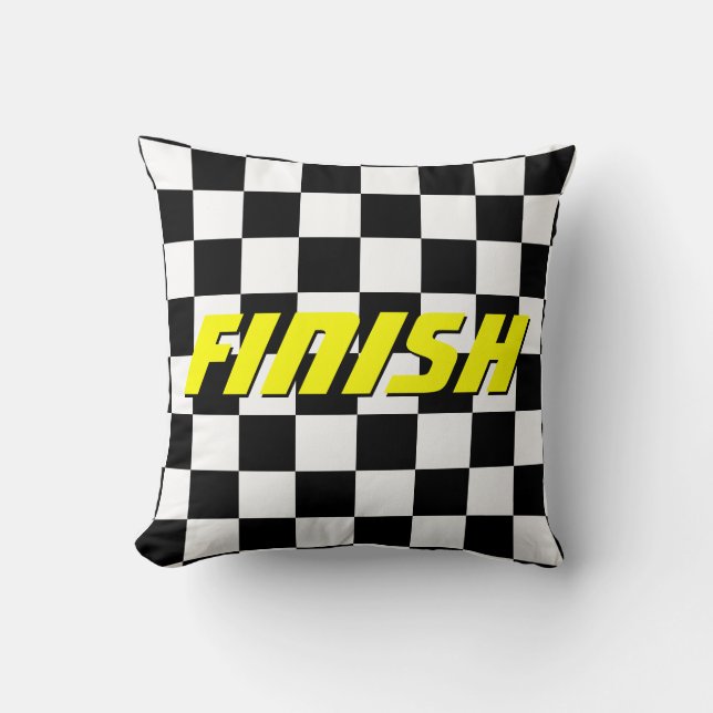 Coussin à damiers drapeau motif de course automobile zippé (Recto)