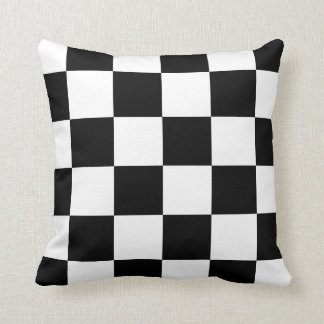 Coussin à damiers grand - noir et blanc