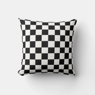 Coussin À damiers noir et blanc PERSONNALISABLE