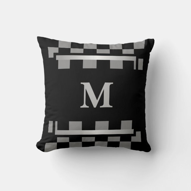 Coussin À damiers noir monogramme (Recto)