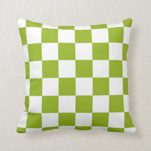 Coussin À damiers vert et blanc