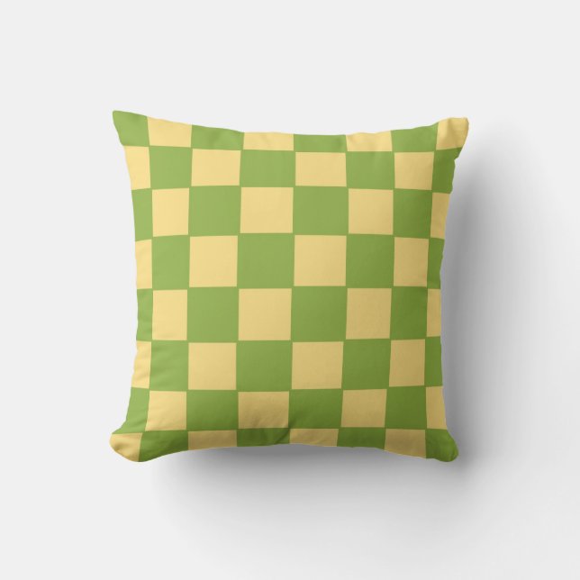 Coussin À damiers vert et jaune (Recto)